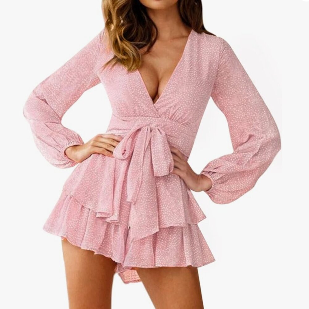 Relipop Pink White Dot Romper